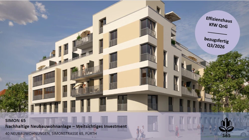 40 Neubau-Eigentumswohnungen in Fürth Simonstraße 65 bezugsfertig Q3 2026 (Bsp. WE 15)